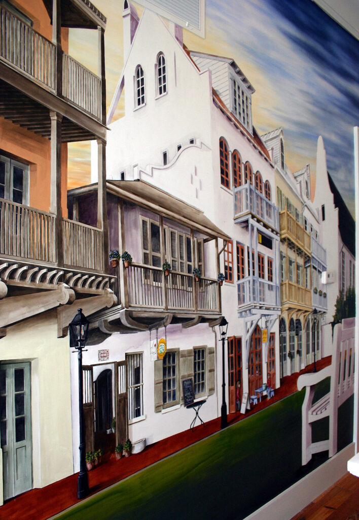 Photos of a few murals I painted in a residence in Rosemary Beach, FL. The two scenes depicted Main Street in Rosemary Beach