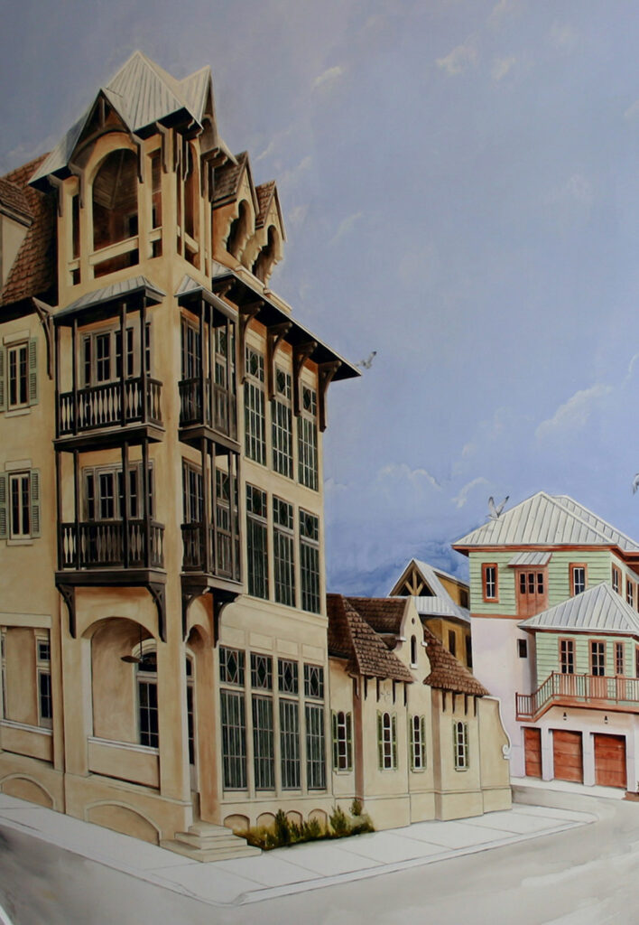 Photos of a few murals I painted in a residence in Rosemary Beach, FL. The two scenes depicted Main Street in Rosemary Beach