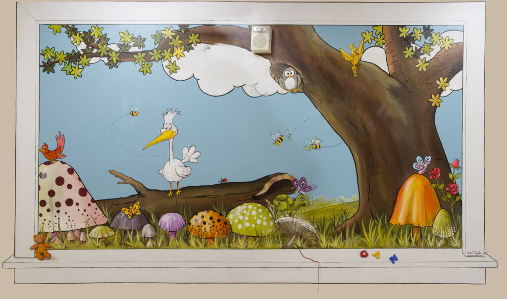 A photo of one of three murals I painted at a pre-school called The Gan in Sarasota, FL