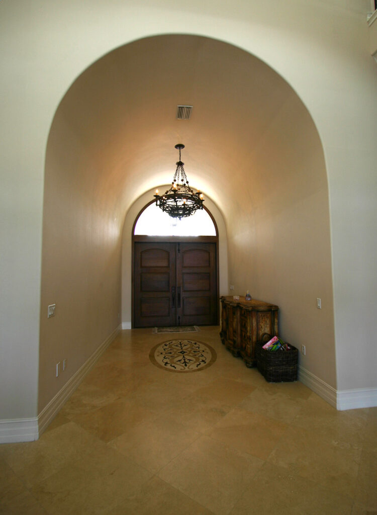 A photo of a mural painted for a barrel vaulted and coffered ceiling in Sarasota, FL - before photo