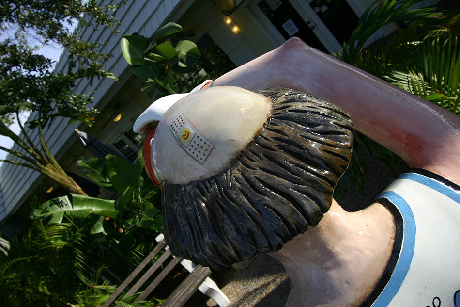 A photo of a fiberglass and resin clown sculpture that I altered and painted. Sponsored by Dick Vital & Family