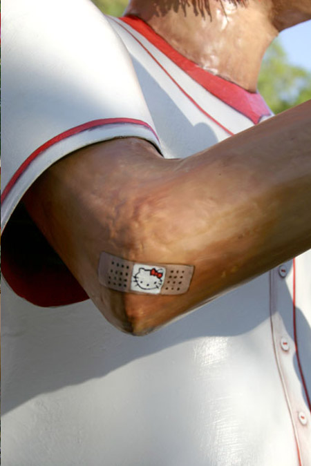 A photo of a fiberglass and resin clown sculpture that I altered and painted. Sponsored by the Cincinnati Reds