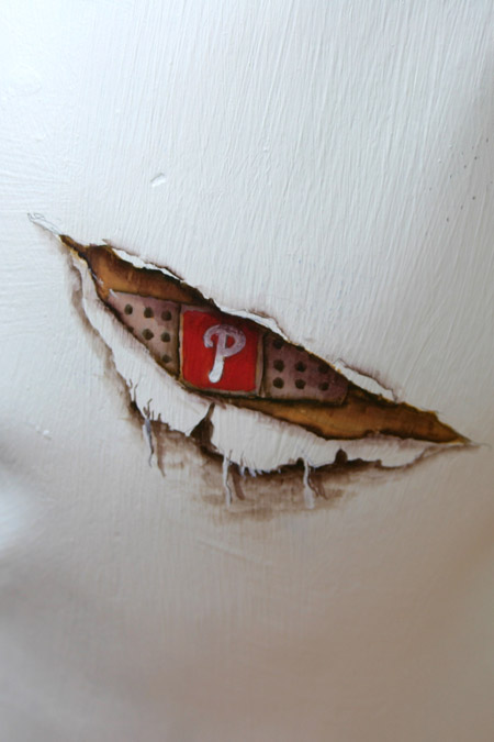 A photo of a fiberglass and resin clown sculpture that I altered and painted. Sponsored by the Cincinnati Reds