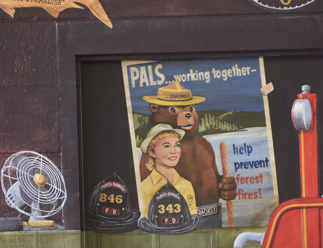 Photo of a mural I painted in the main Punta Gorda firehouse. Two walls.