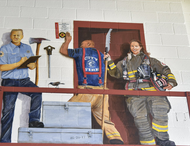 Photo of a mural I painted in the main Punta Gorda firehouse. Two walls.