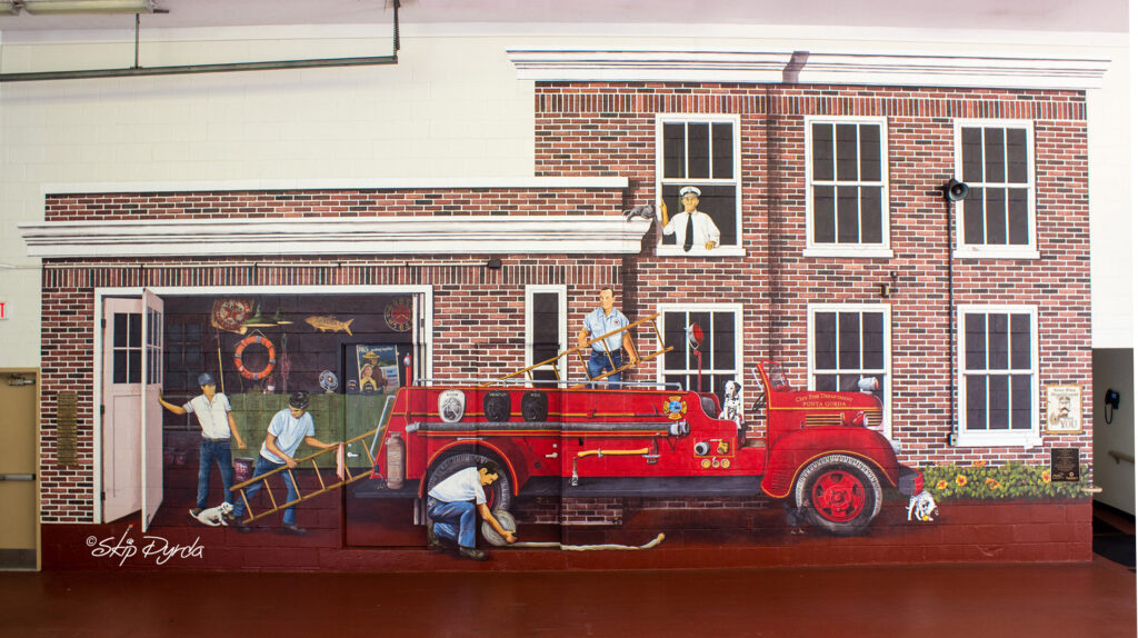 Photo of a mural I painted in the main Punta Gorda firehouse. Two walls.