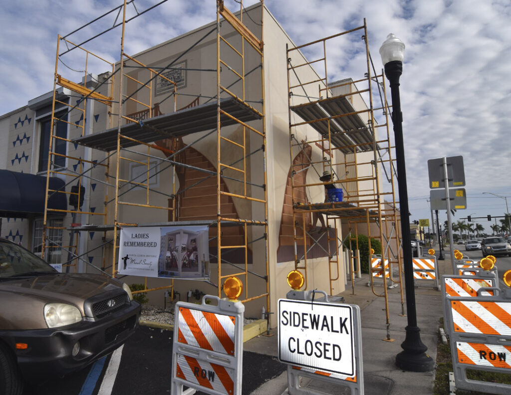 A photo of two murals I painted on one building in Punta Gorda, FL. Titled "Ladies Remembered", it highlights 7 ladies from Punta Gorda.