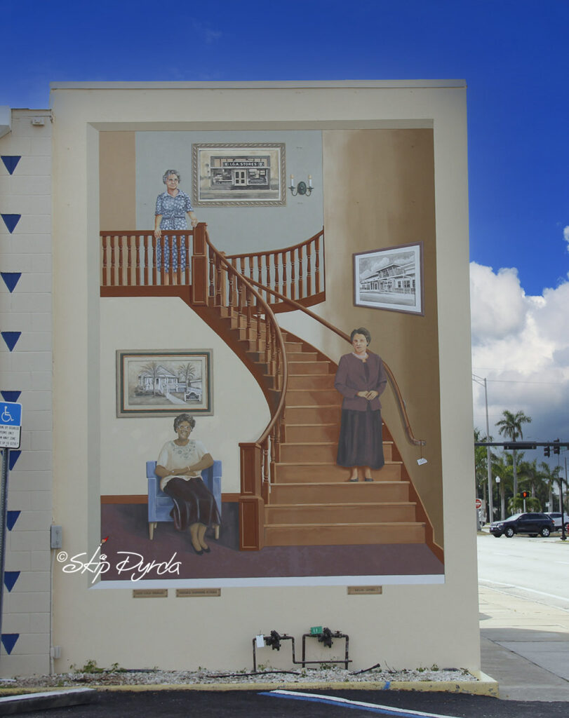 A photo of two murals I painted on one building in Punta Gorda, FL. Titled "Ladies Remembered", it highlights 7 ladies from Punta Gorda.