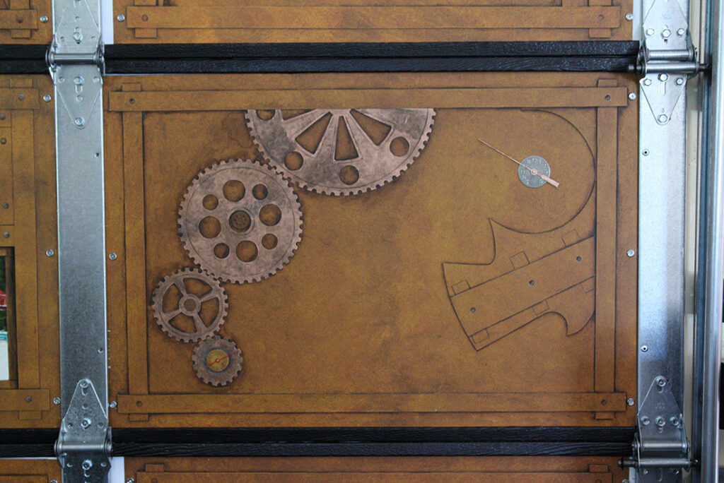A detail photo of just one section of a two car garage that I transformed into a Steampunk Man-cave