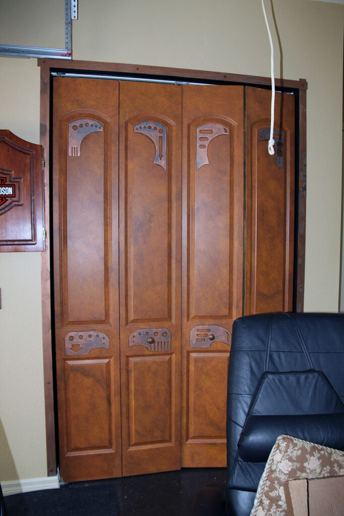 A detail photo of just one section of a two car garage that I transformed into a Steampunk Man-cave