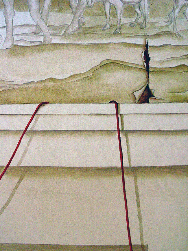 Photo of a large canvas mural I painted for a home in Lakewood Ranch, FL that was patterned after 17th century scenic wallapaper.