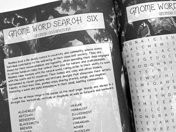 Page detail in The Gnome Lovers Adult Activity Book