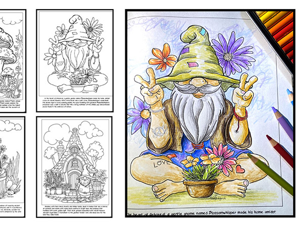Page detail in The Gnome Lovers Adult Activity Book