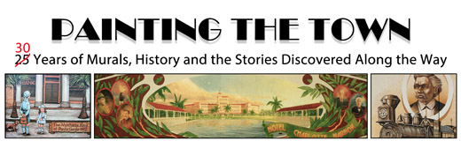 Book cover detail. A book called Painting the Town, Cover and Interior design by Skip Dyrda