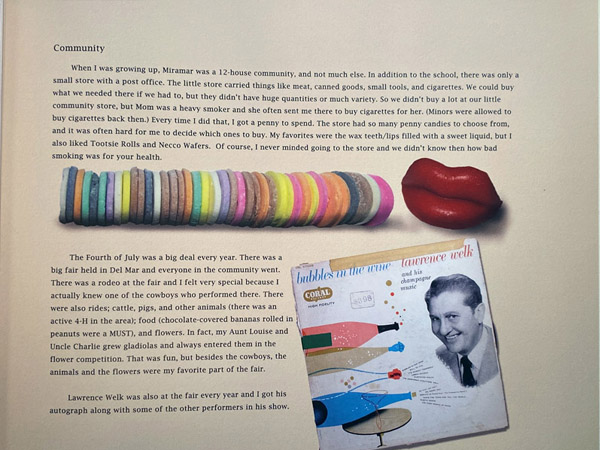 A page from the book, My Story, designed by Skip Dyrda