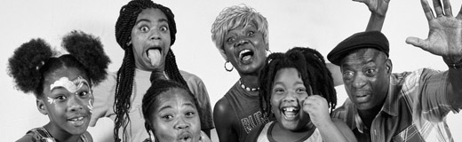 A detail of a photo of a family